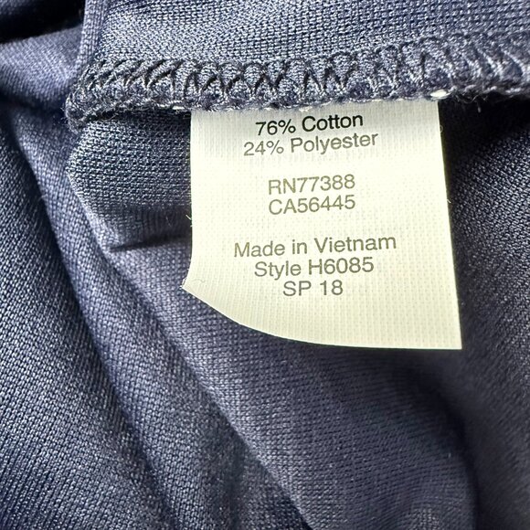 J Crew Factory M Solid Ruffle Sleeve Shift Dress Navy Blue Textured Cotton Blend - Picture 8 of 12